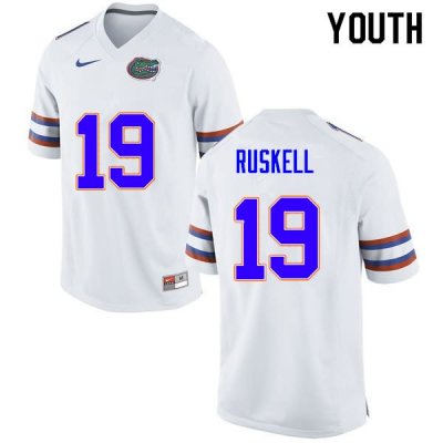 Youth Florida Gators #19 Jack Ruskell NCAA Nike White Authentic Stitched College Football Jersey KCJ4062PM